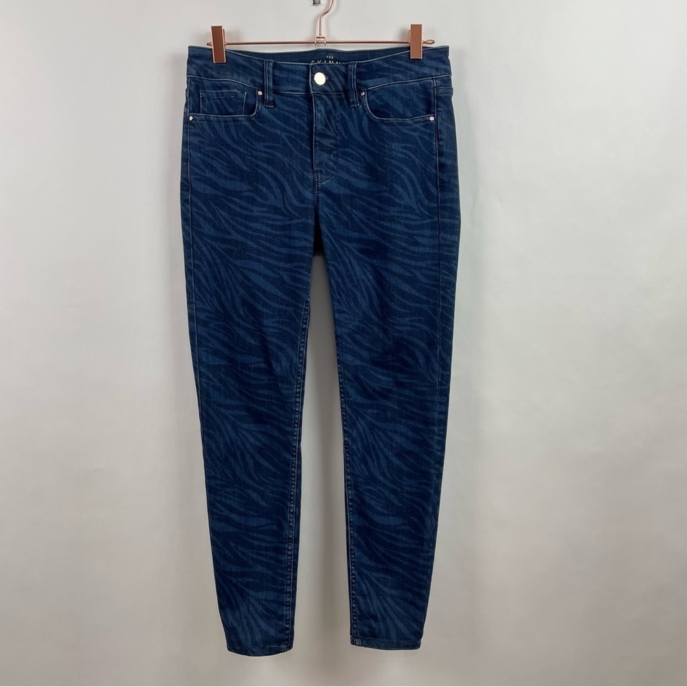 White House‎ Black Market The Skinny Jean Blue & Black Zebra Print Size 4
